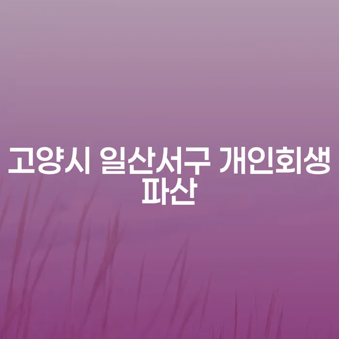 어떻게 고양시 일산서구에서 개인회생파산을 시작할 수 있을까요?